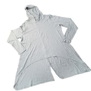 LOGO by Lori Goldstein High Low Hooded Split Back Gray Size Large